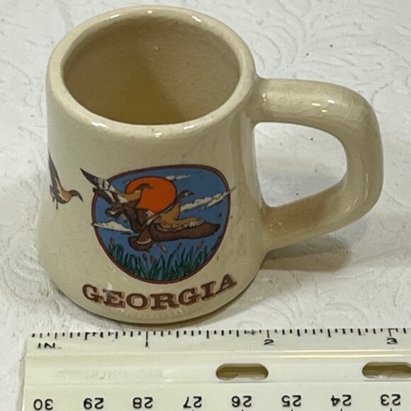 VTG Georgia Geese Flying At Sunset Design Mini Coffee Cup/ Mug 2" Tall - Picture 7 of 12